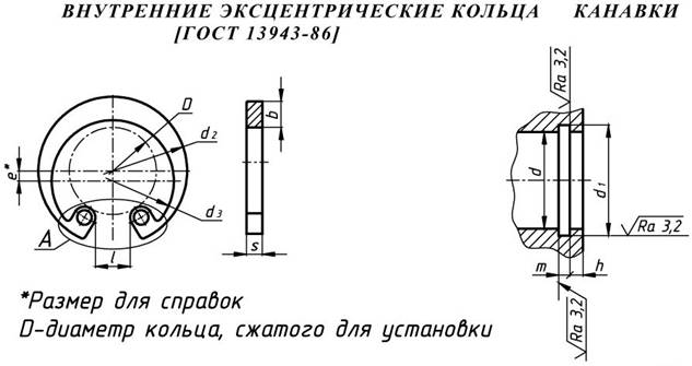 Стопорное кольцо на чертеже
