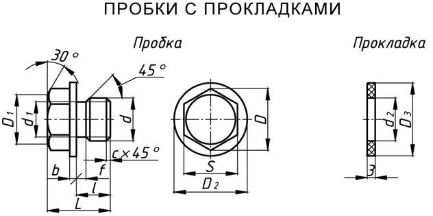 Чертеж заглушки с наружной резьбой